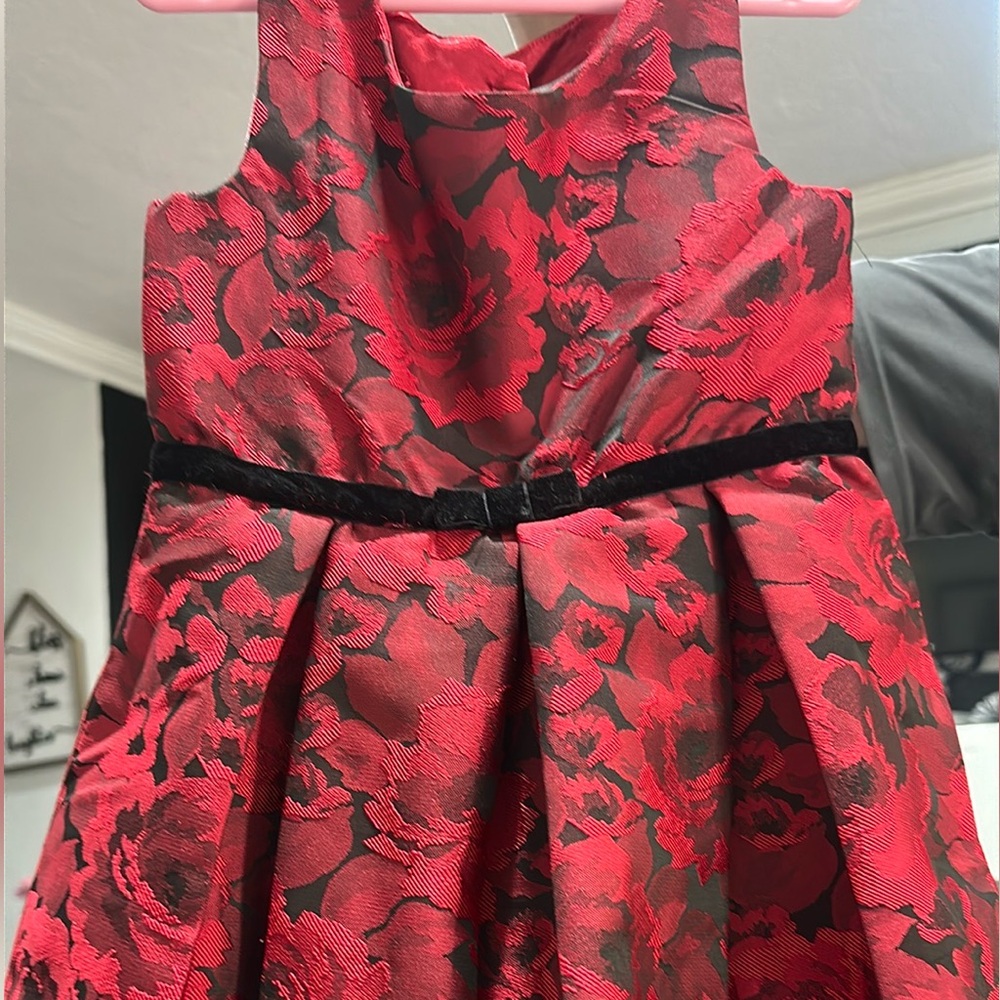 Elegant Red Floral Kids Dress